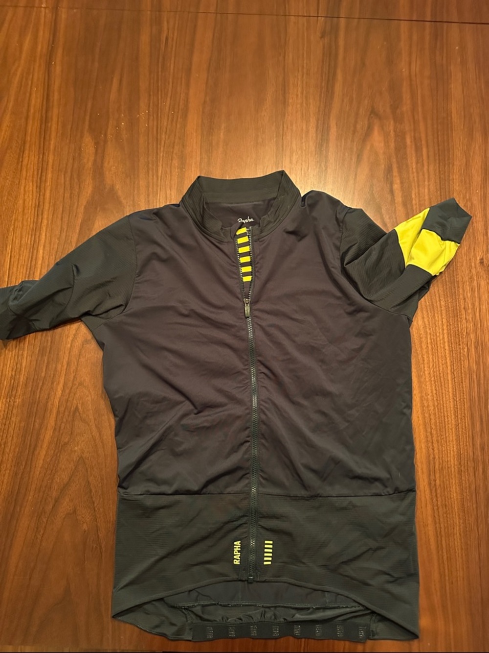 Rapha Pro Green Cycling Jersey with Yellow Accents